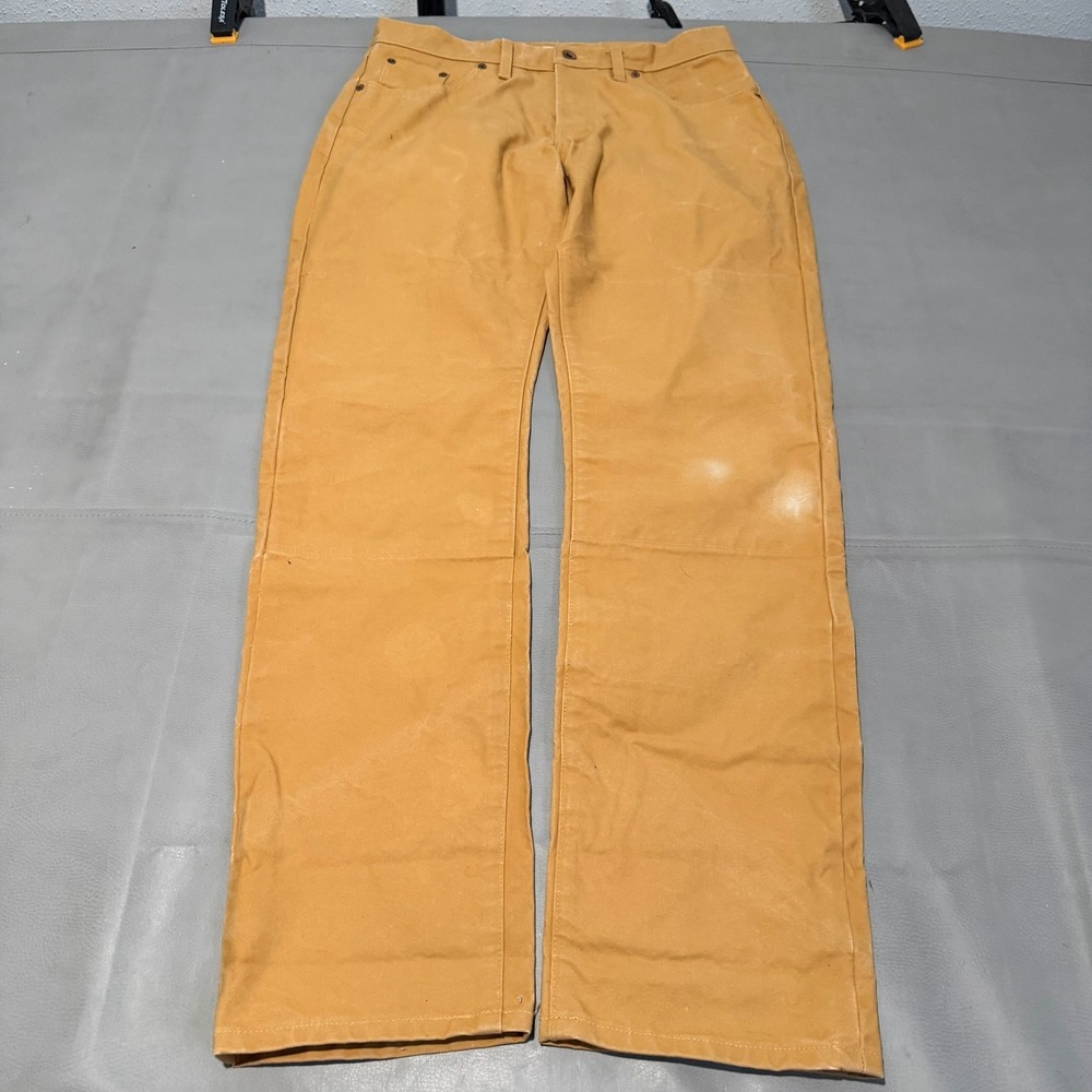 Taylor Stitch Men Wharf Hunt Pant Tan Canvas Double Knee Workwear Outdoor 33x31-